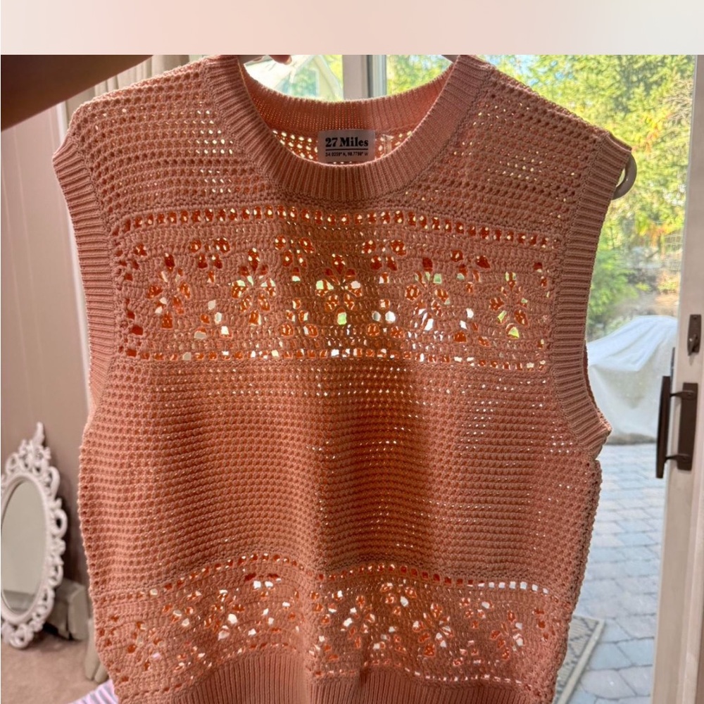 27 Miles Malibu Pink Crochet Tank Top